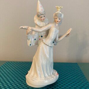 Dancing Princess and Tender Clown Figure Music Box Vintage